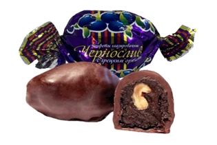 Изображение "Чернослив с грецким орехом" в шоколаде 200g