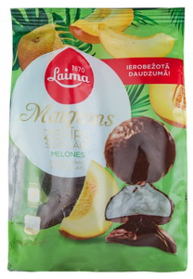 Picture of Marshmallow With Melon Flavour In Chocolate Glazing "Maigums", Laima 200g