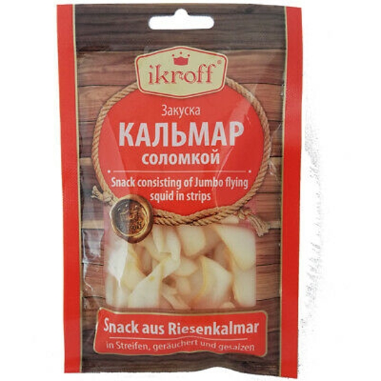 Picture of Smoked And Salted Jumbo Flying Squid Strips, Ikroff  36g