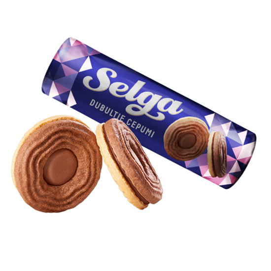 Изображение  Selga Двойное печенье с молочным шоколадом начинка 205г