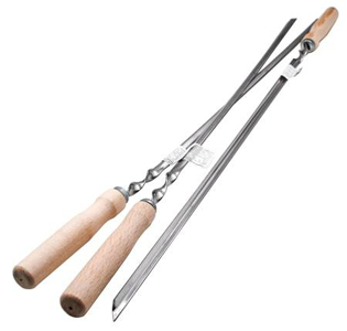 Изображение Шампуры с деревянной ручкой, 3 шт. (55 см), 10 мм ширина,нержавеющая сталь 1,5 мм