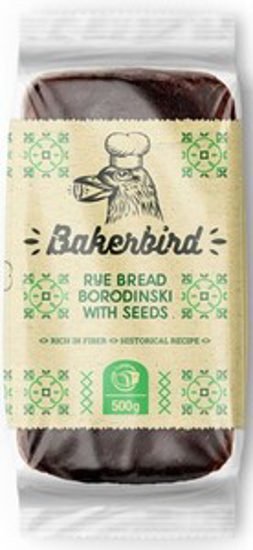 Изображение Хлеб ржаной цельнозерновой с семечками "Бородинский", Bakerbird 500г