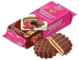Picture of Cookies Homemade wafers glazed with raspberry filling 140g