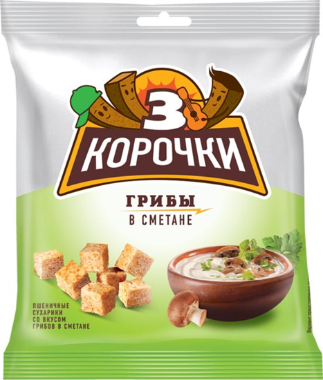 Изображение Сухарики "Корочки", грибы со сметаной, 40г