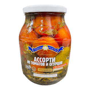 Picture of Teshchiny Recepty - Assorti Tomatoes and Cucumbers 900ml