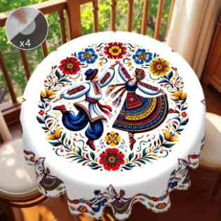 Picture of Vibrant Ukrainian Dance-Inspired Tablecloth - 1pcs