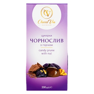 Изображение Конфеты «Чернослив с грецким орехом» в глазури, Chocco Via, 200 г