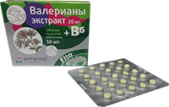 Изображение Экстракт валерианы + витамин B6 N50
