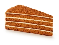 Vatsak Honey Cake, one portion cut to show the layers
